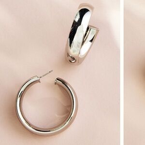 Anthropologie-NWT Silver Thick Twist Hoop Earrings